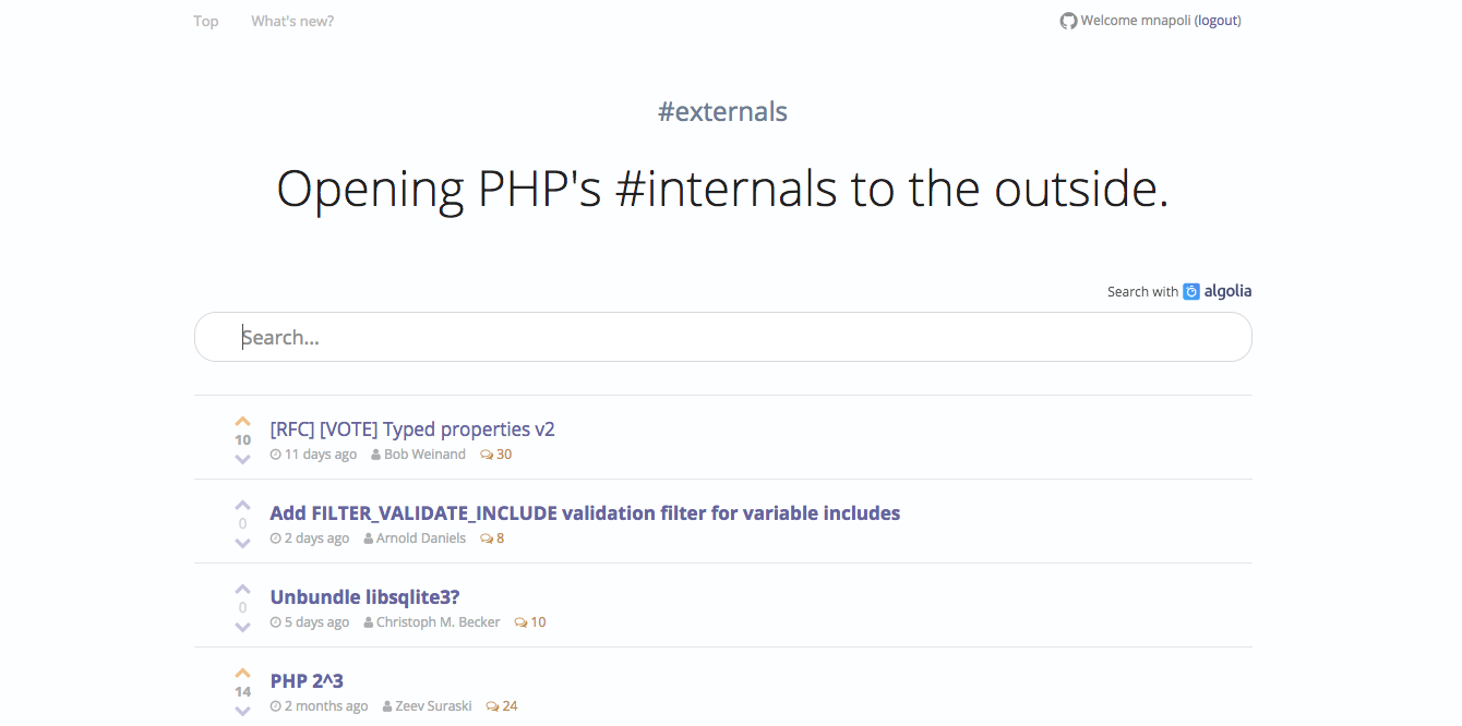 Externals - PHP's internals mailing list