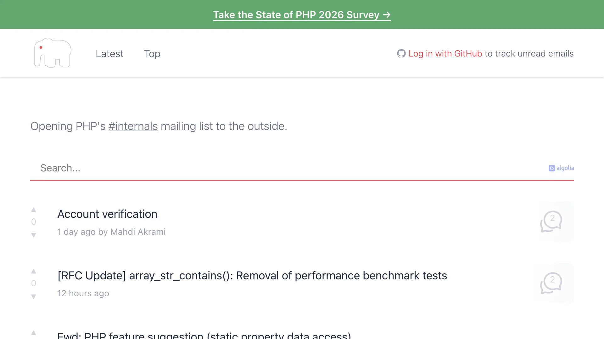 Recent discussions on the PHP internals mailing list