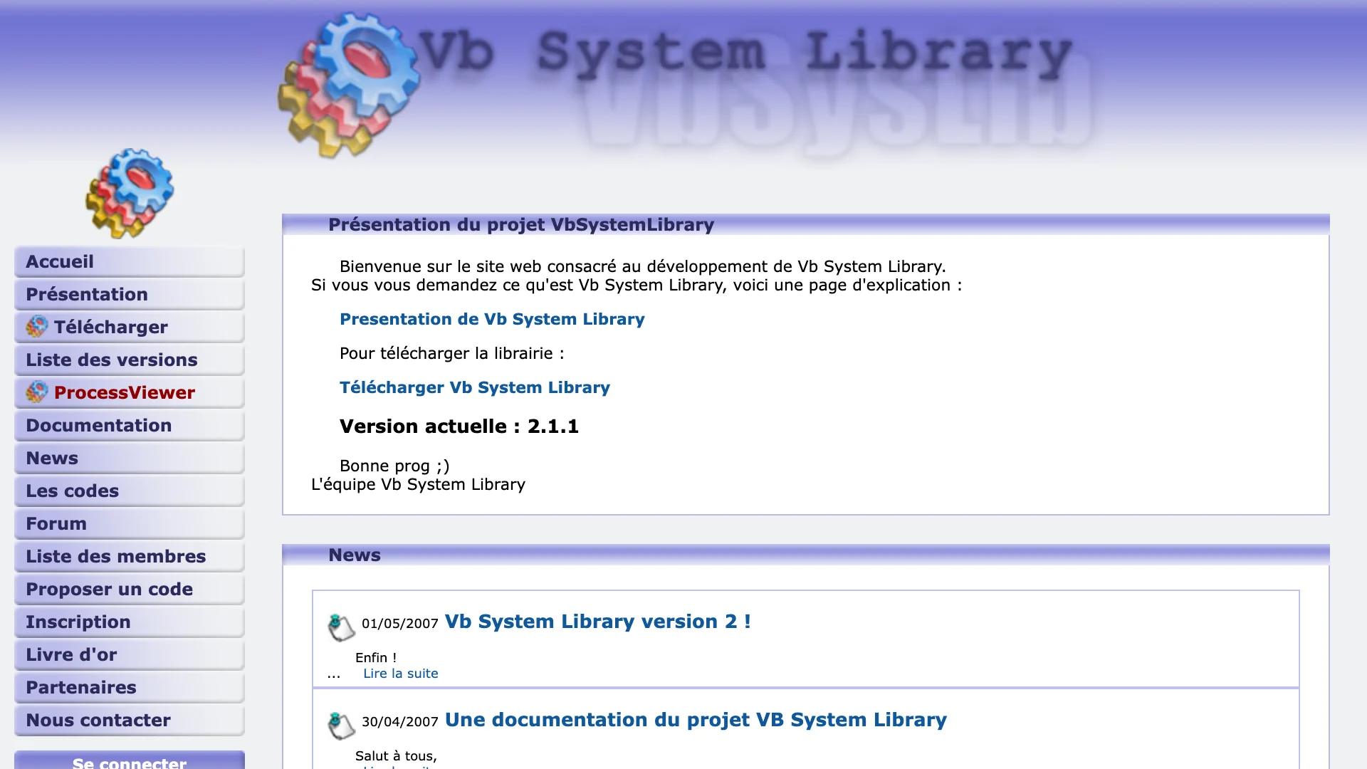 VB System Library website from 2007